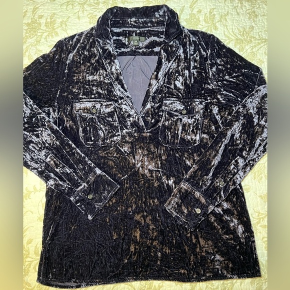 J. Crew Tops - J Crew Crushed Velvet Velour Collared Pullover Shirt Blouse Top size XS